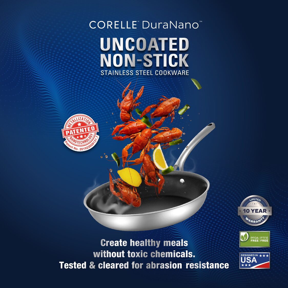 [Metro Exclusive] Corelle DuraNano Triply Wok Pan 28cm With Lid