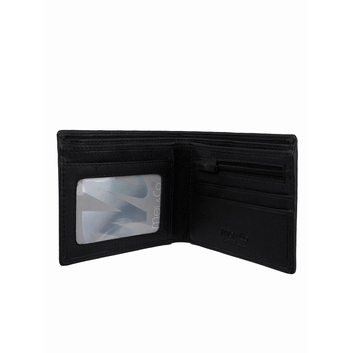 Mel&Co Genuine Leather Bi-Fold Wallet With Zip Pocket