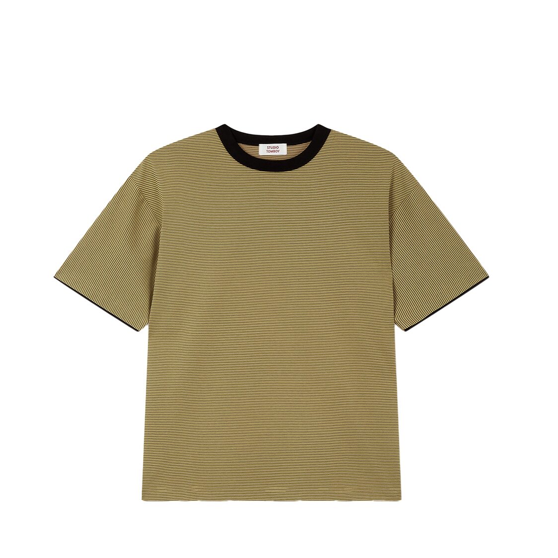 Studio Tomboy Striped Round Neck T-Shirt Beige