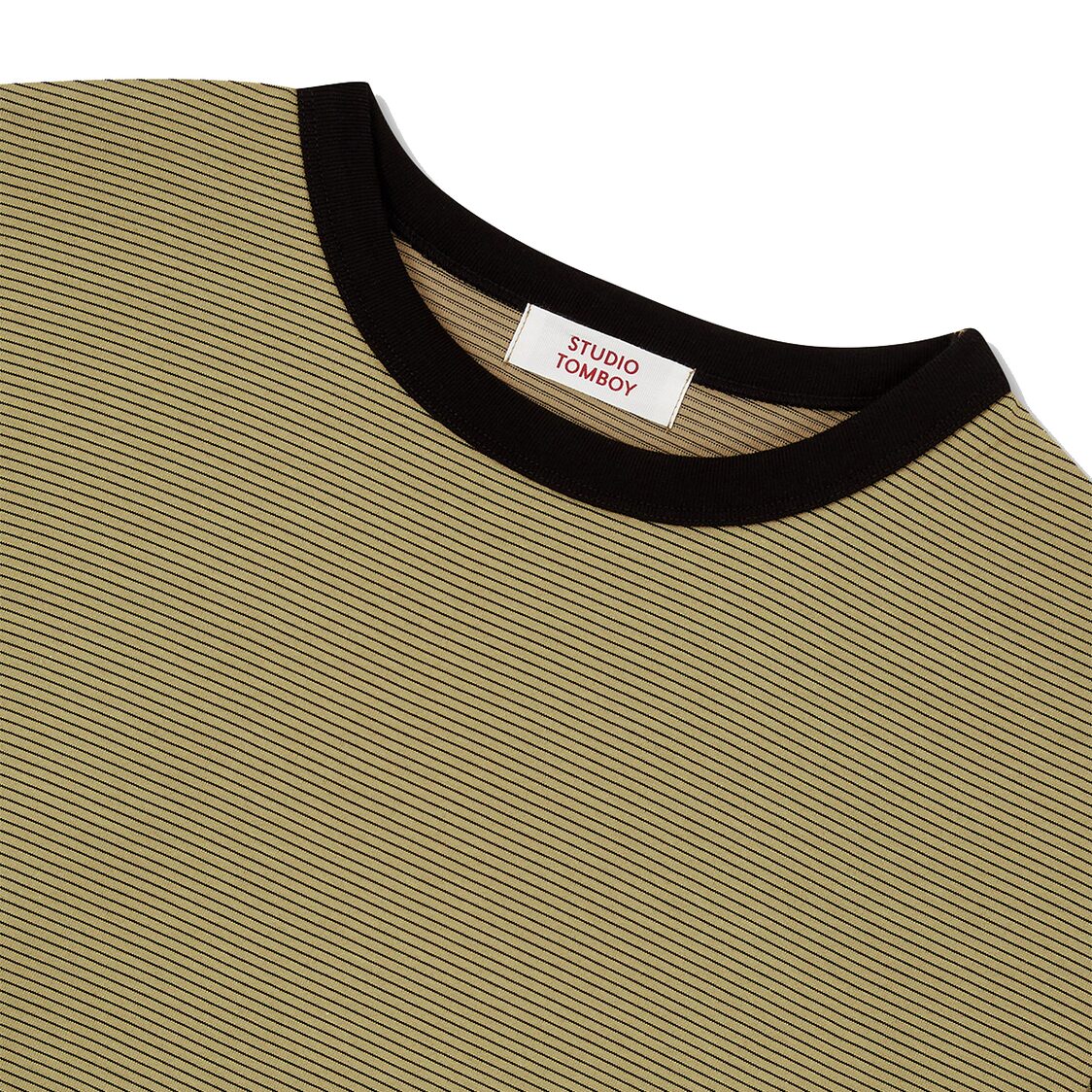 Studio Tomboy Striped Round Neck T-Shirt Beige