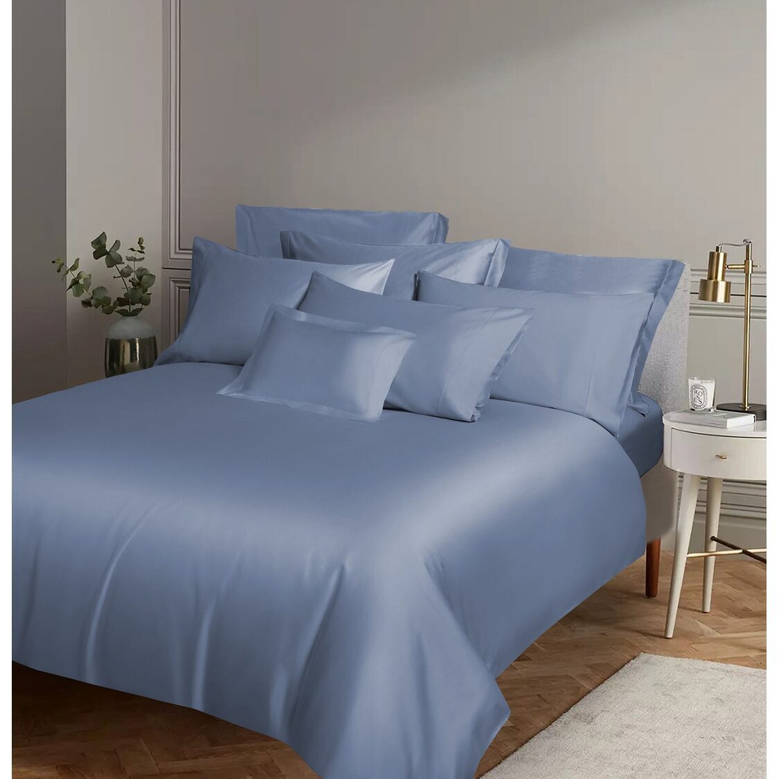 Kinu Gold Fitted Sheet Set / Quilt Cover Cerulean