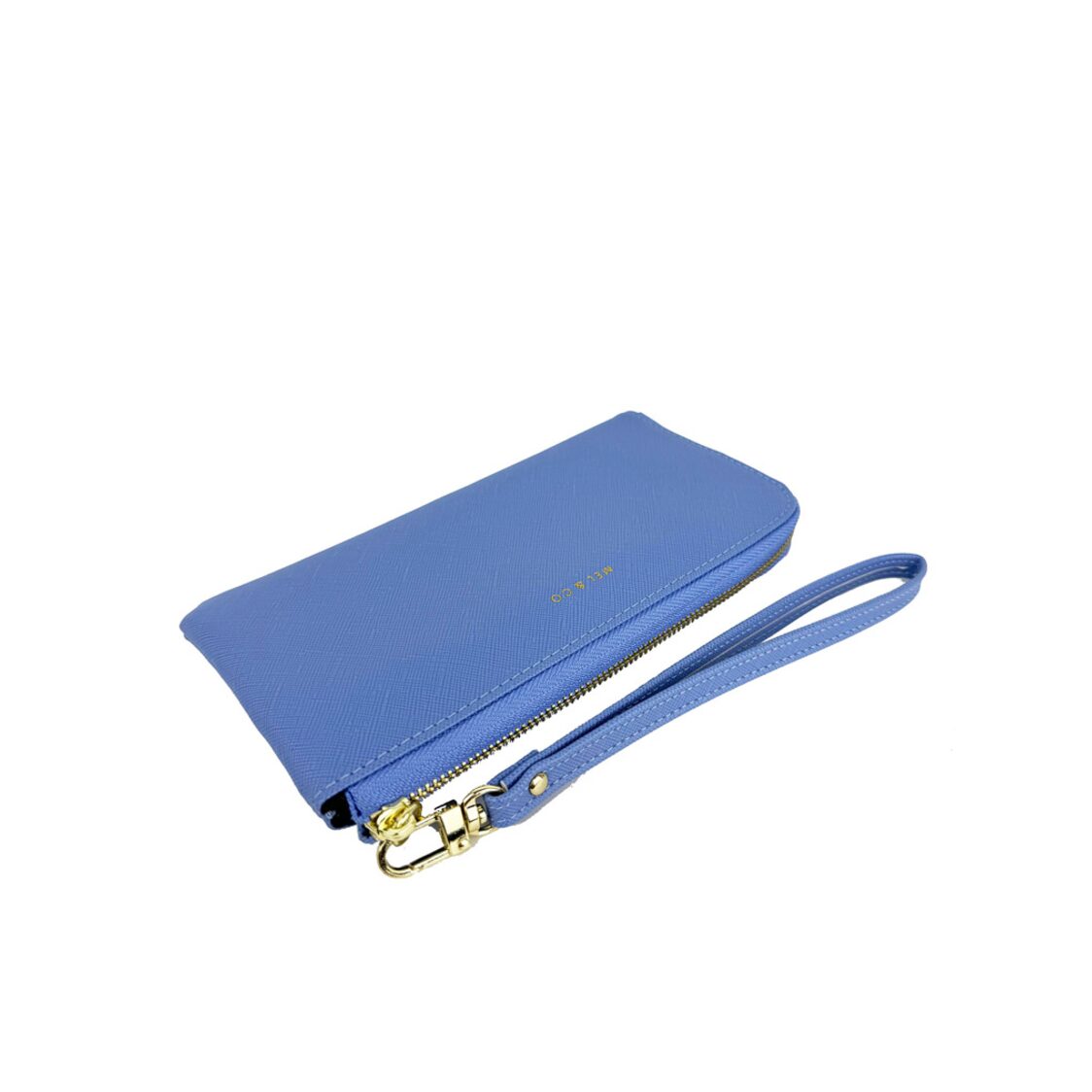 Mel&Co Saffiano-Effect L-Zip Wristlet Pouch Blue