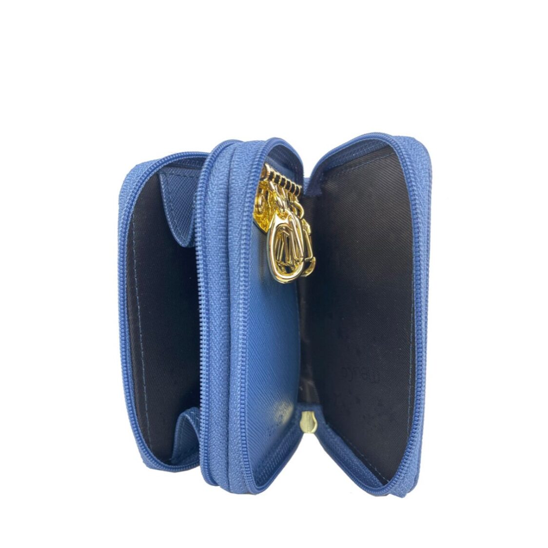 Mel&Co Saffiano Leatherette Double Zipper Pouch with Key Clips
