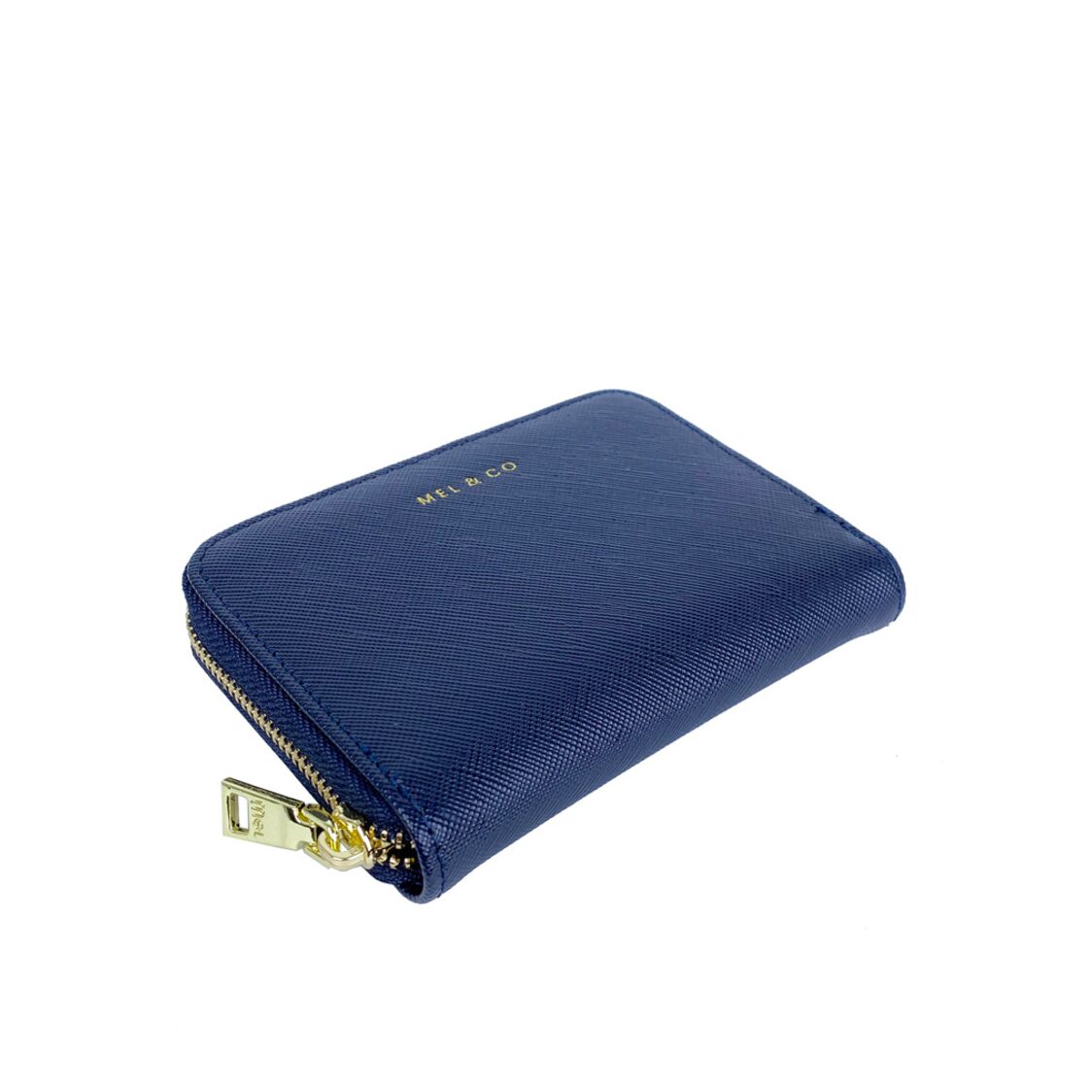 Mel&Co Saffiano-Effect Zip-Around Card Holder