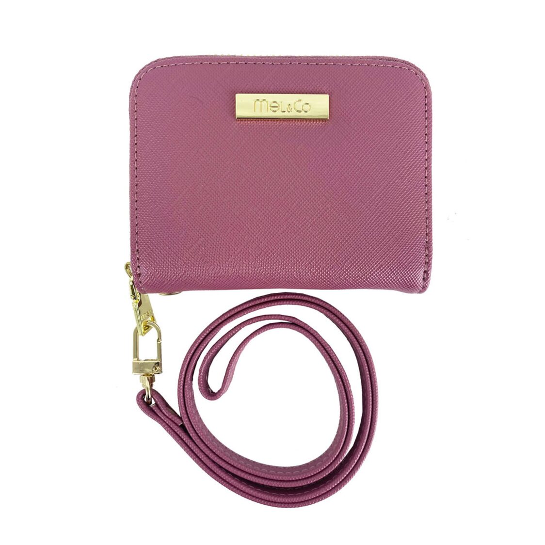 Mel&Co Saffiano Leatherette Zip-Around Card Holder With Lanyard