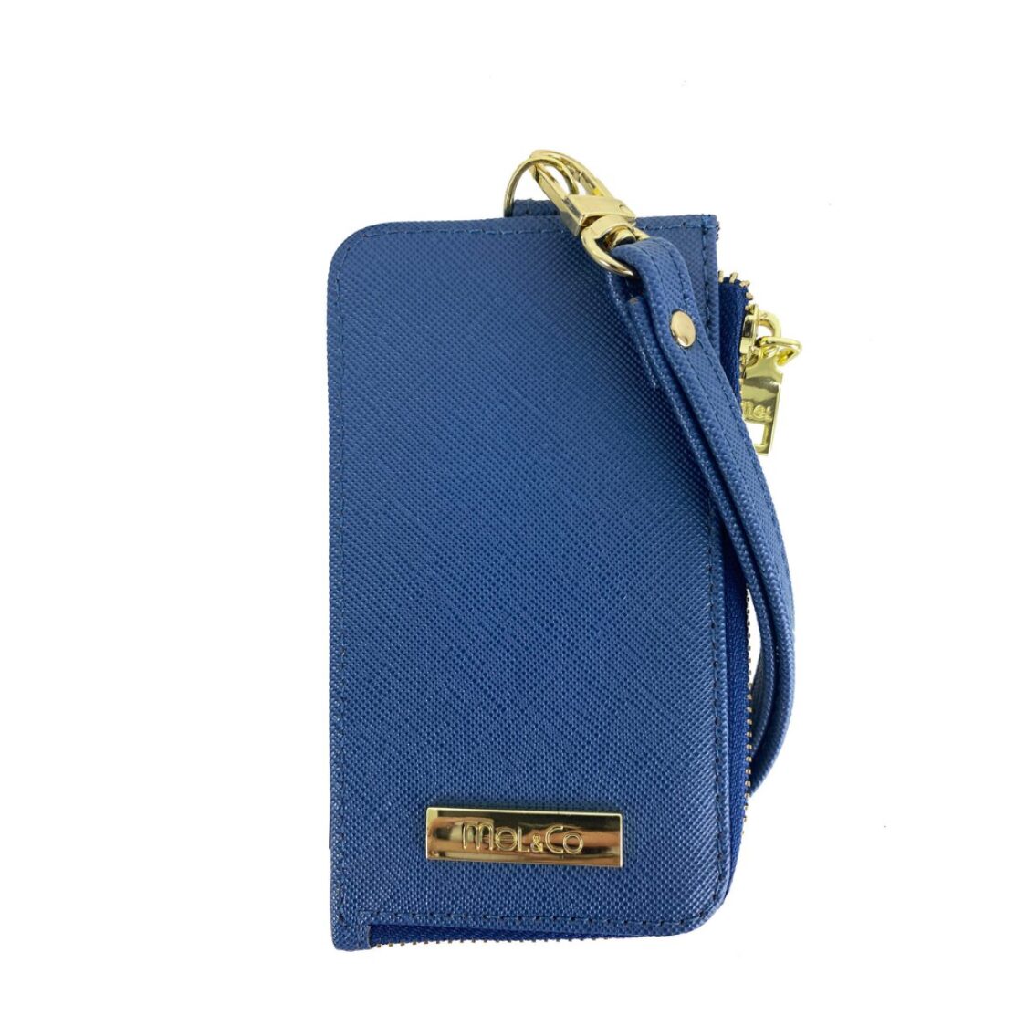 Mel&Co Saffiano Leatherette Zip-Up Lanyard Card Holder