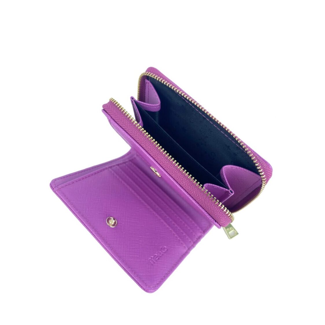 Mel&Co Saffiano-Effect Snap Wallet With Zip-Around Compartment