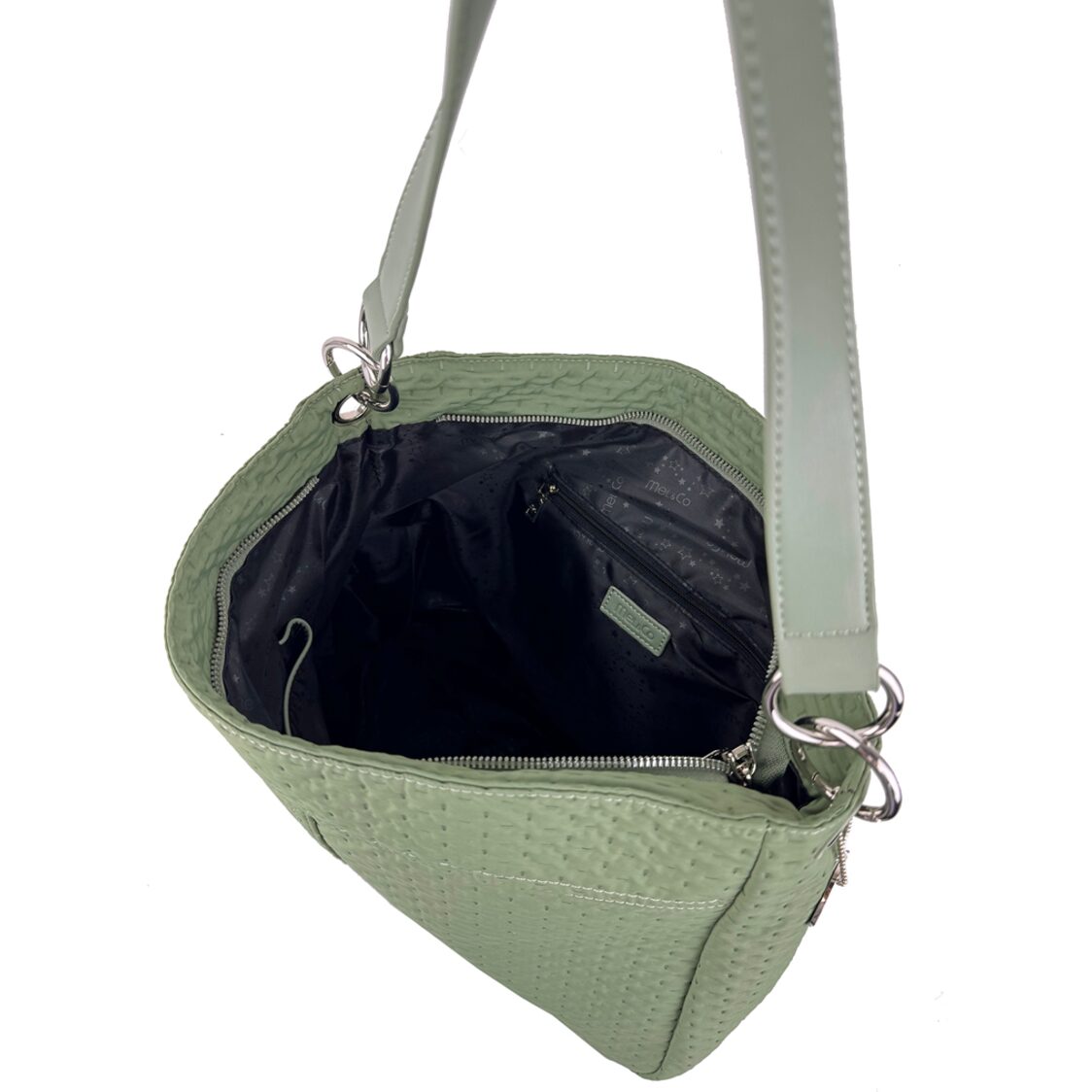 Mel&Co Embossed Nylon Single Handle Bag
