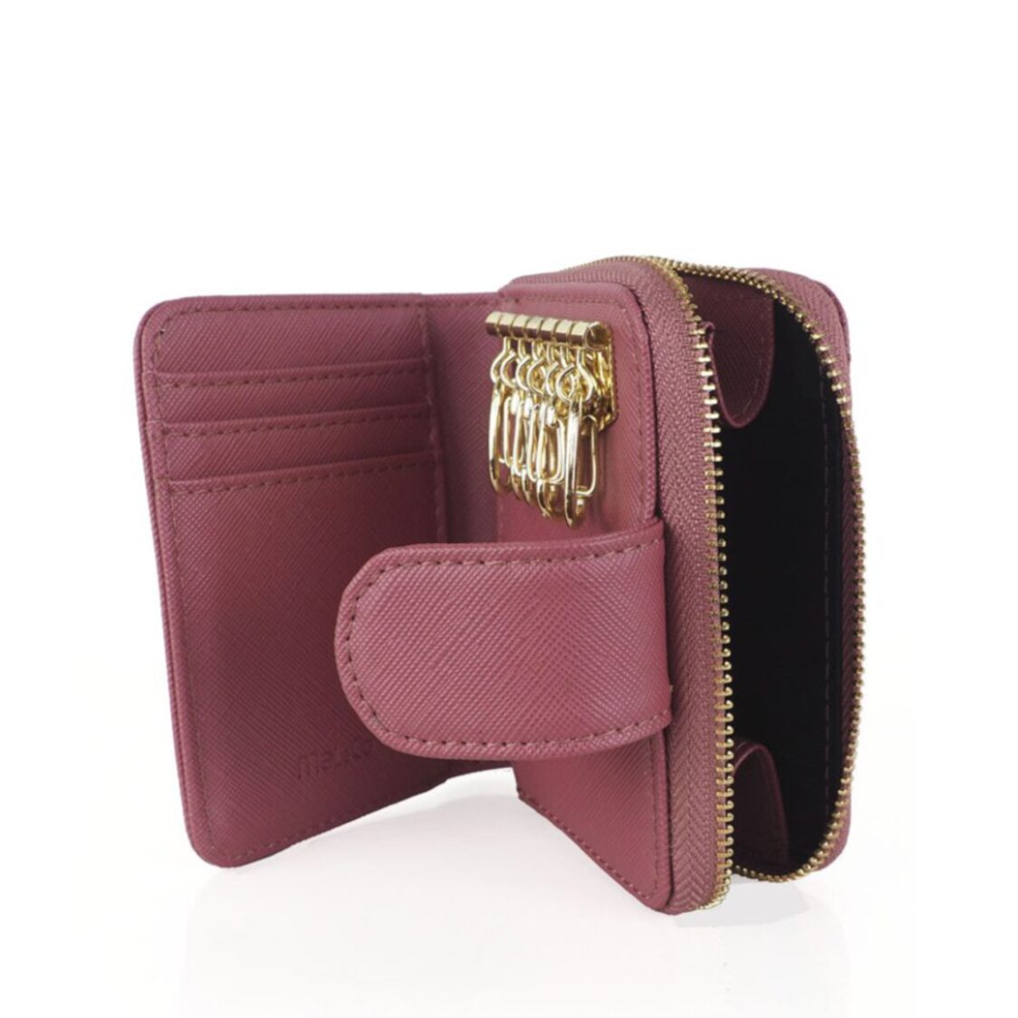 Mel&Co Saffiano Leatherette Key Holder with Zipped Gusset