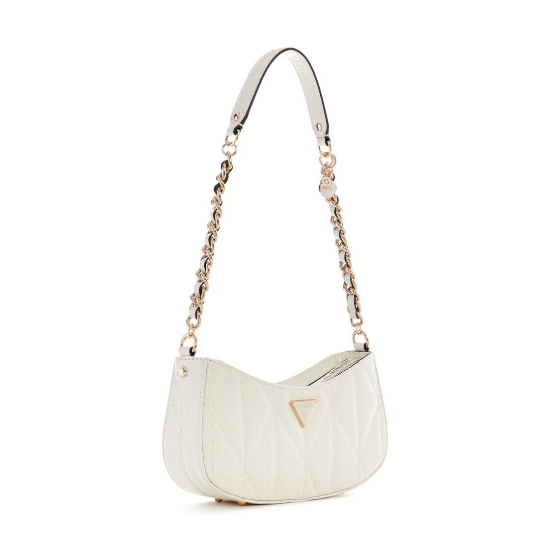 Guess Aldina Top Zip Shoulder Bag - Off White