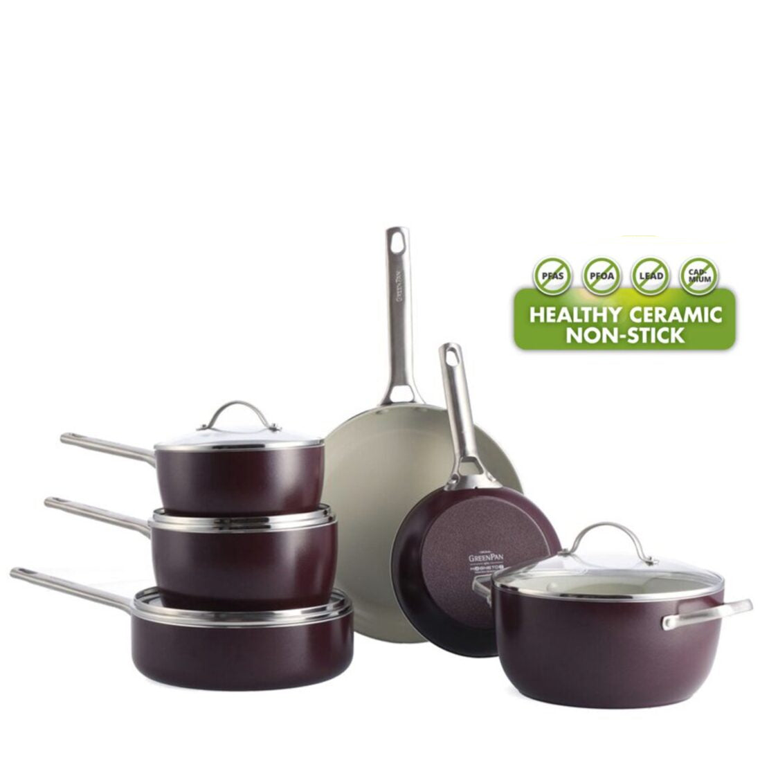 Greenpan Padova Healthy Ceramic 6pcs Cooking Set- Chocolate Truffle - GPPA004979