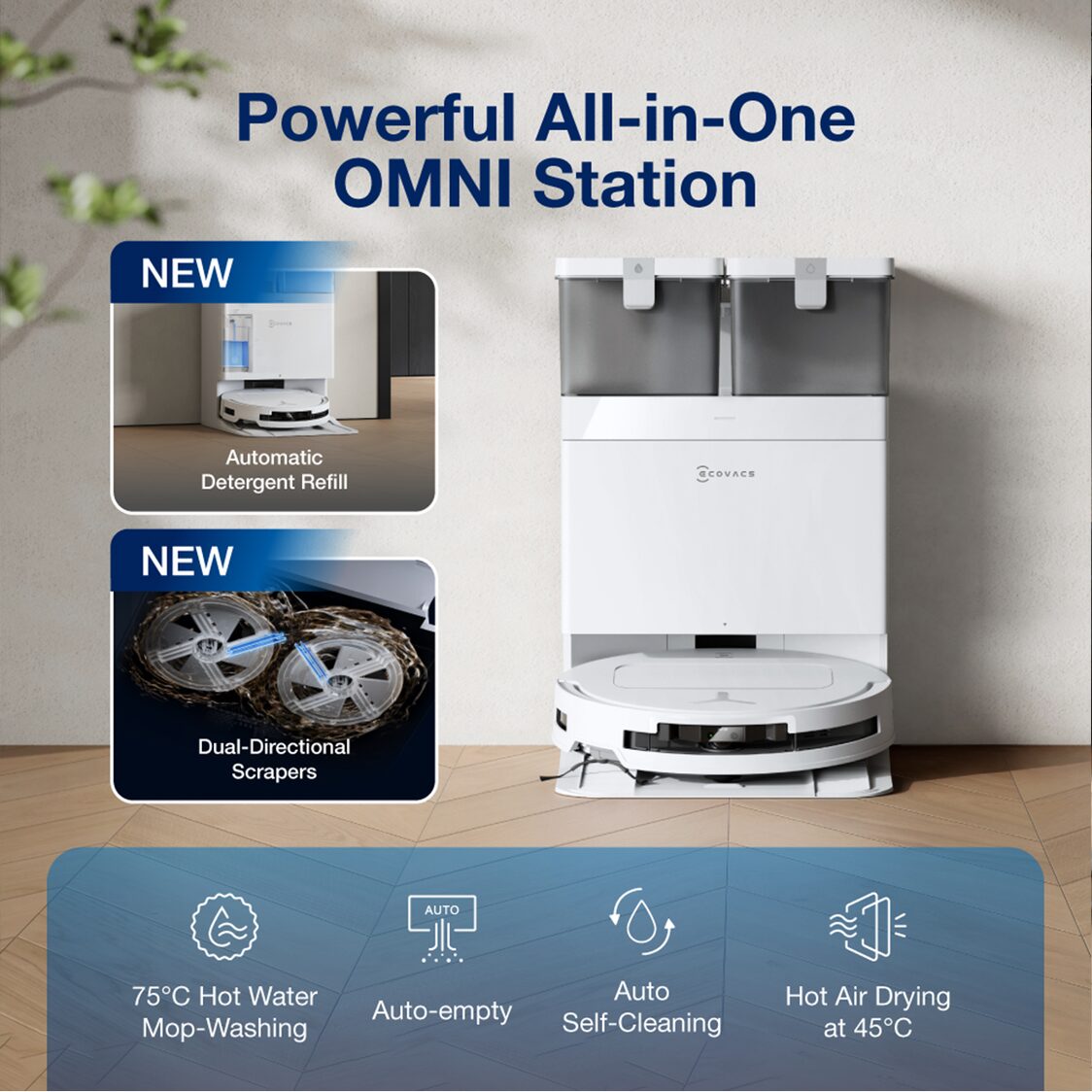 Ecovacs Deebot T50 Pro Omni - White - Metro Singapore Departmental Store - Celebrating 69 Years in SG