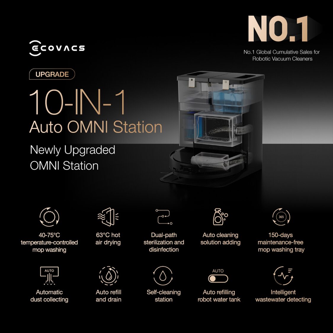 Ecovacs Deebot X8 Pro Omni - Black - Metro Singapore Departmental Store - Celebrating 69 Years in SG