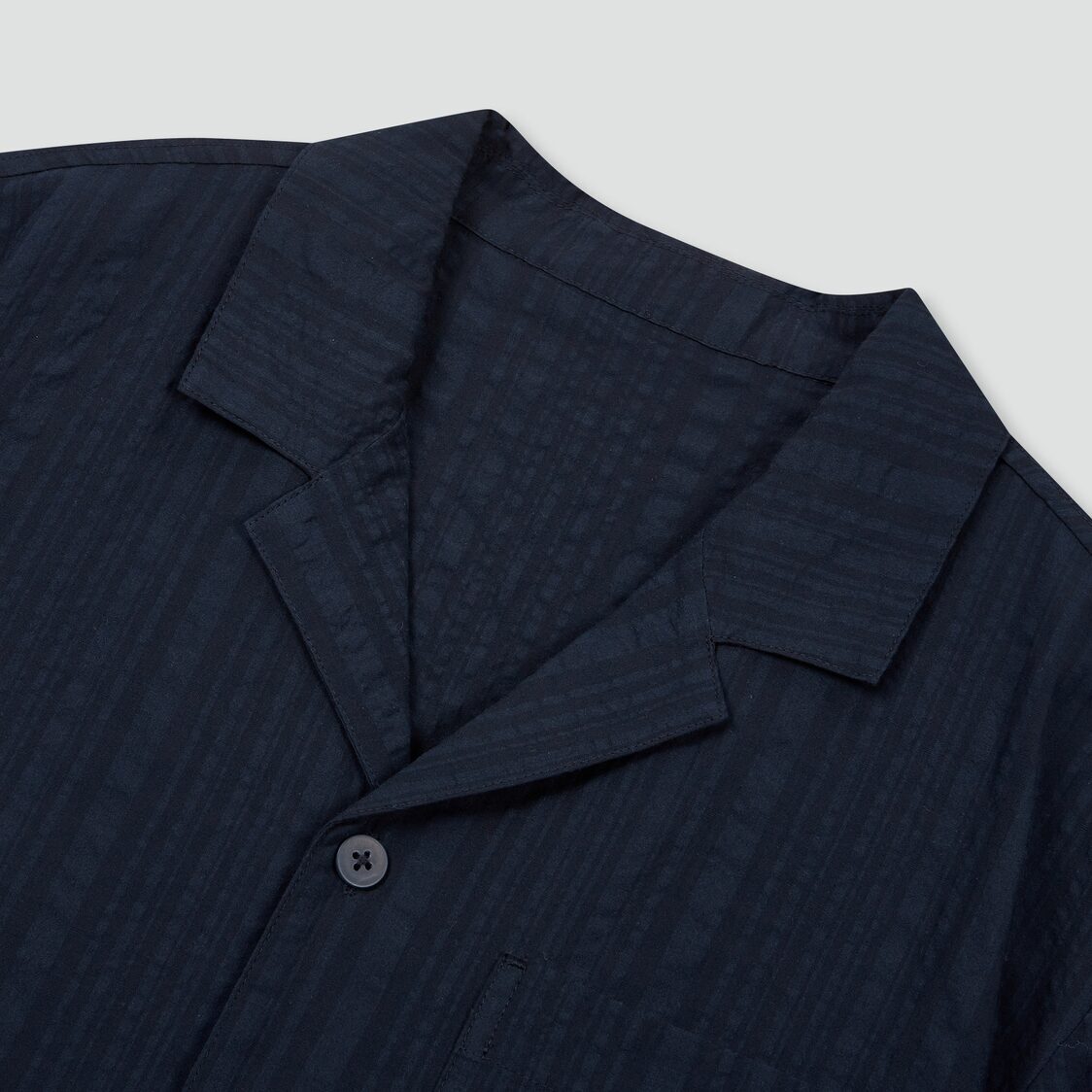 Jaju Men Cotton Rayon Seersucker Short Sleeve Pajama Shirt Navy