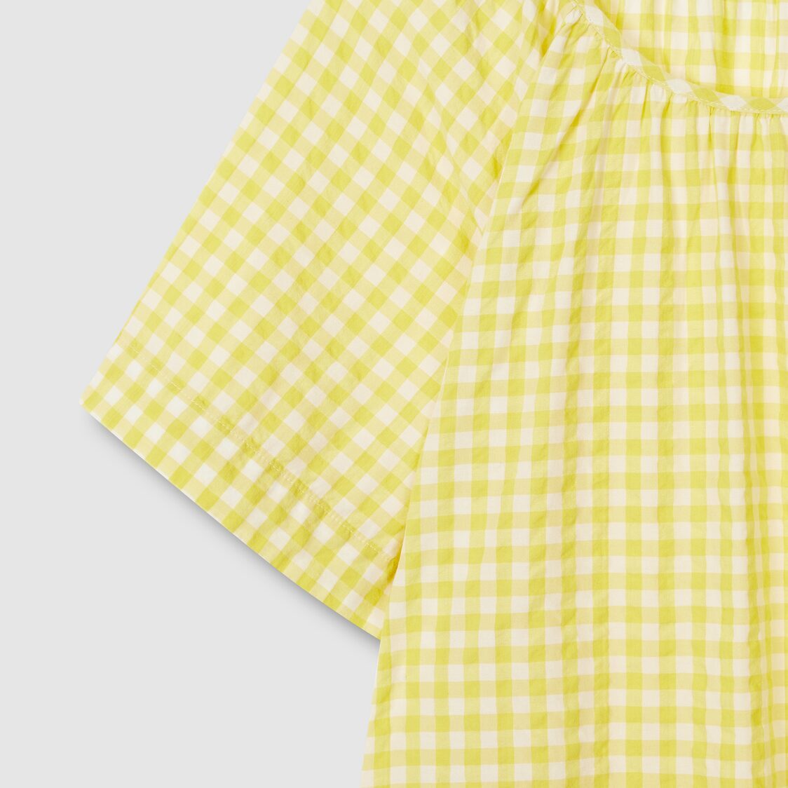 Jaju Women Cotton Seersucker Short Sleeve Pajama Dress Light Yellow