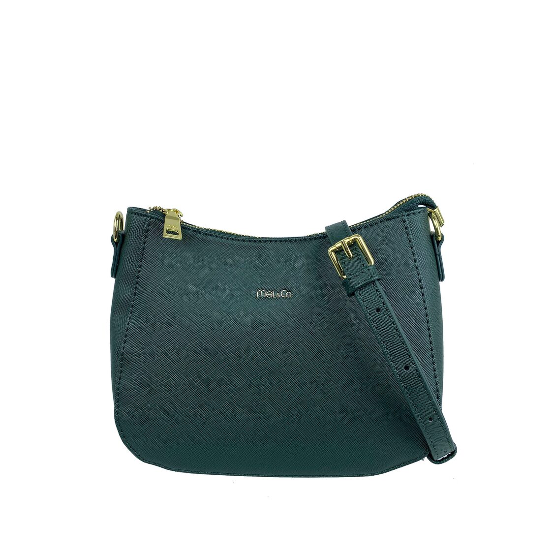Mel&Co Saffiano-Effect Curve Top Sling Bag