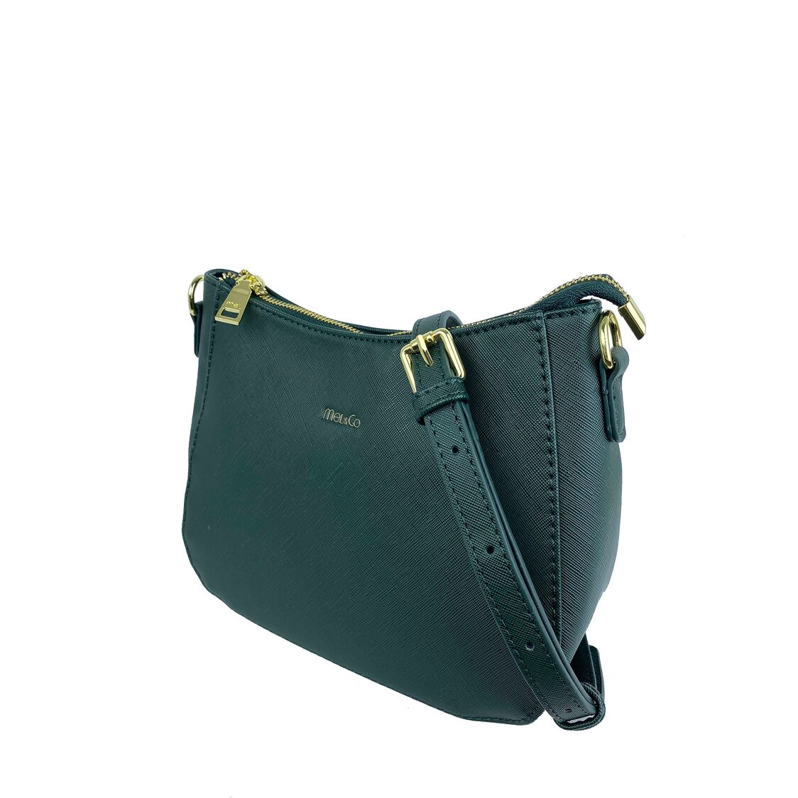 Mel&Co Saffiano-Effect Curve Top Sling Bag