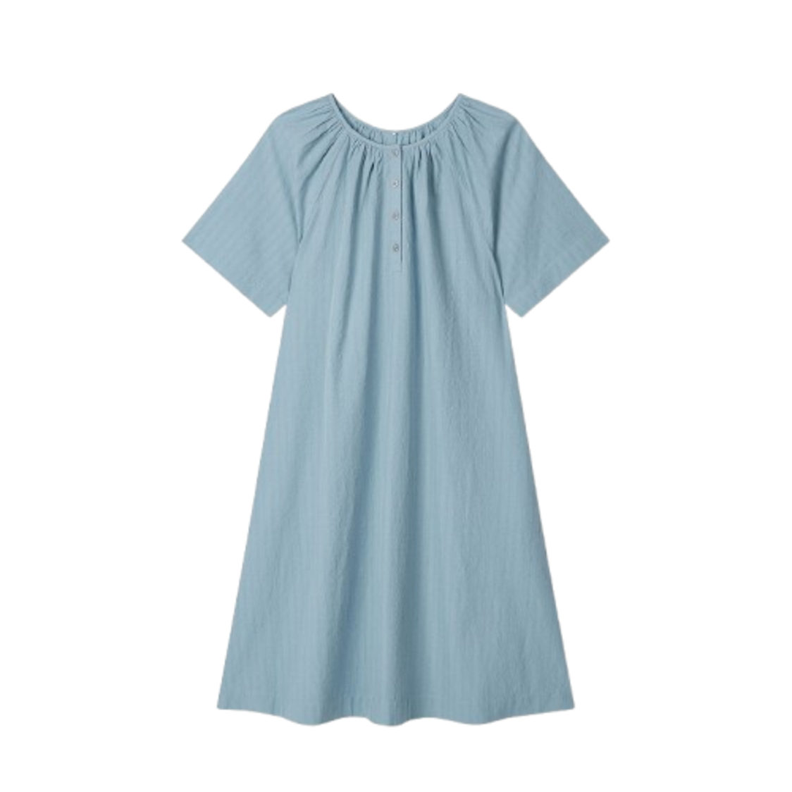 Jaju Women Cotton Shirring Pajama Dress Mint Blue