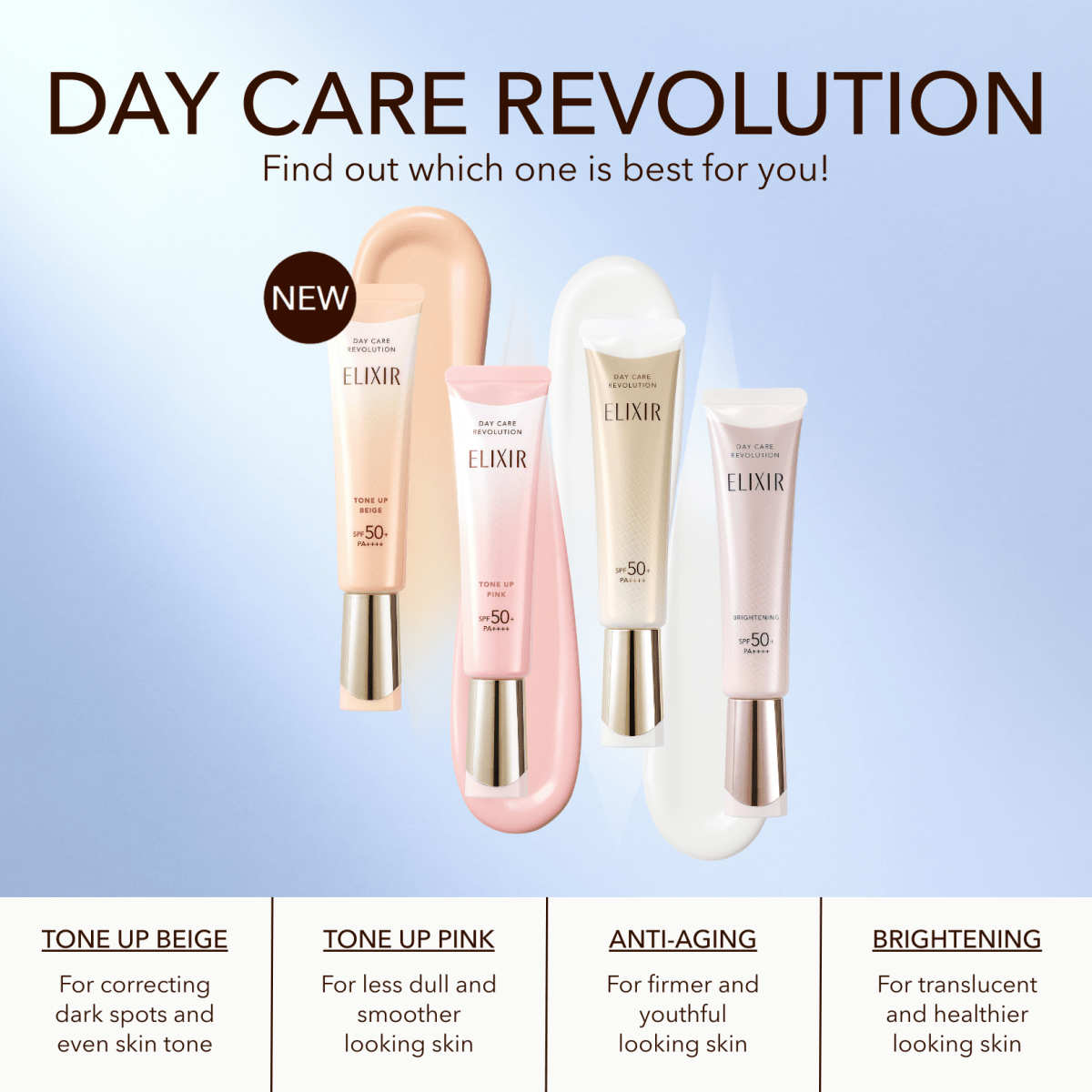 EIixir Day Care Revolution Tone - Up Beige 35ml - Metro Singapore Departmental Store - Celebrating 69 Years in SG