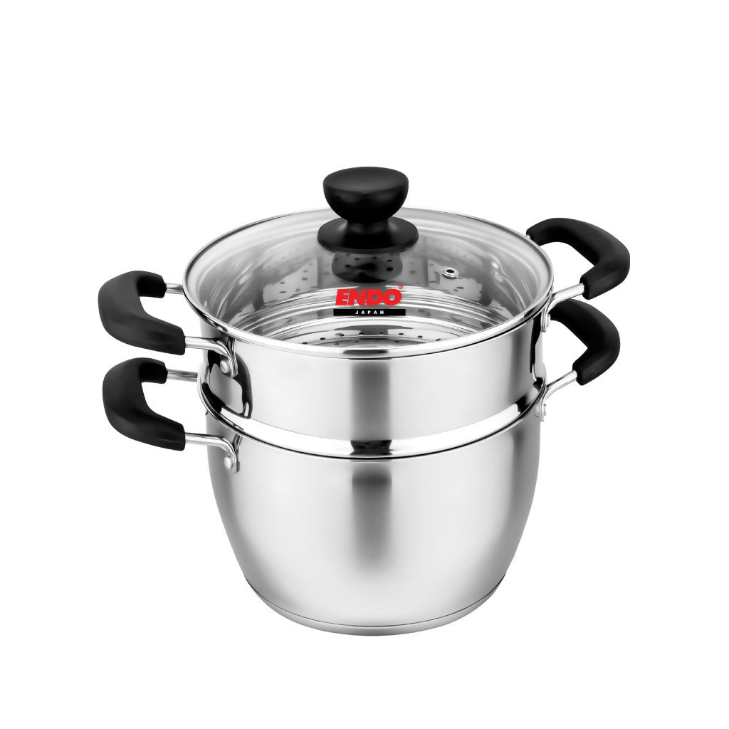 Endo 22cm 2 - Tier Stainless Steel Steamer (E - S222T) - Metro Singapore Departmental Store - Celebrating 69 Years in SG