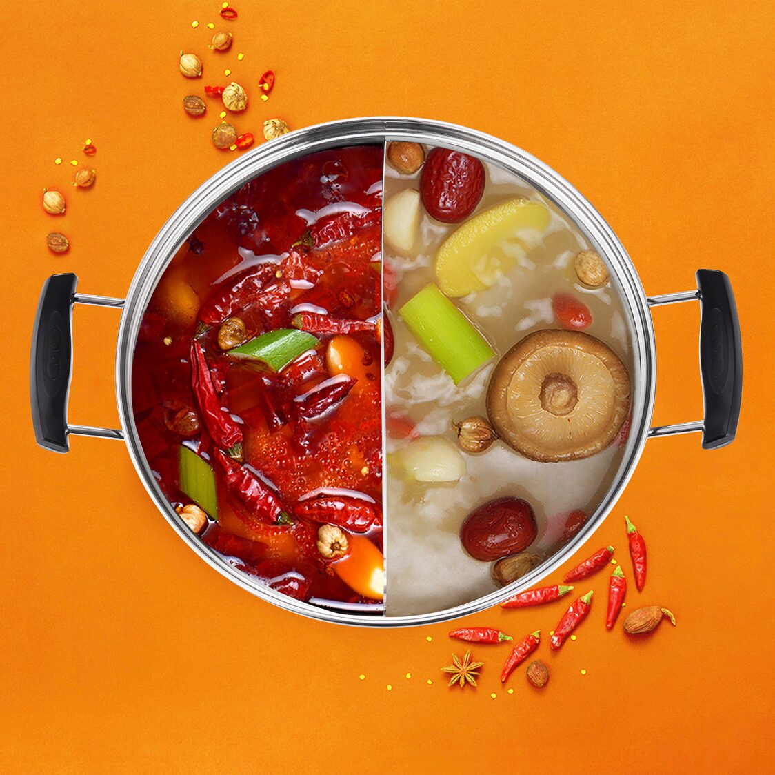 Endo 30cm Stainless Steel "Yuan Yang" Steamboat (E - SB30 - 2) - Metro Singapore Departmental Store - Celebrating 69 Years in SG