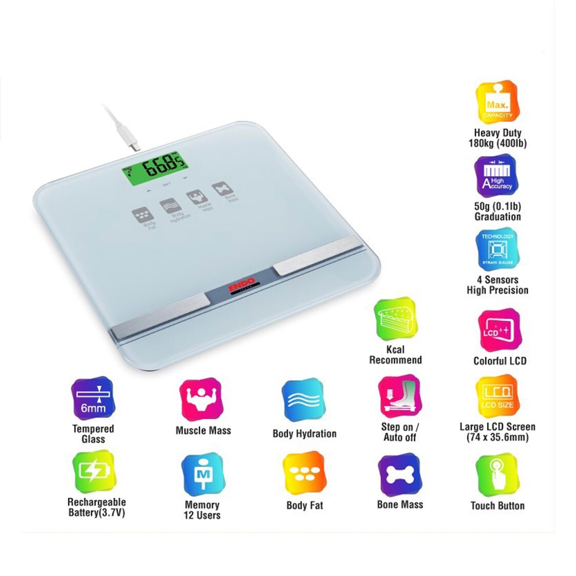 Endo Digital High Precision Body Fat Analysis Scale (E - DBAS853) - Metro Singapore Departmental Store - Celebrating 69 Years in SG