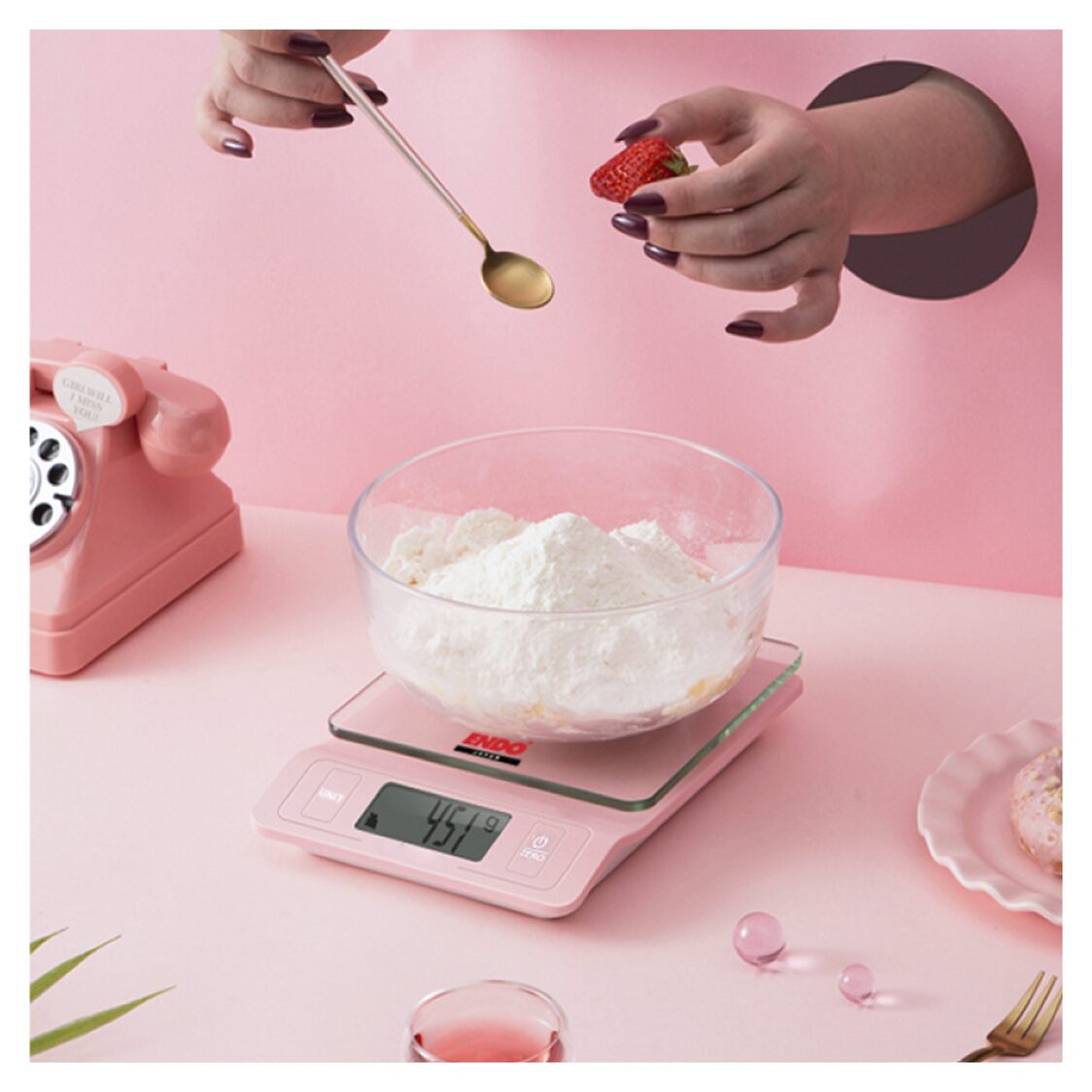 Endo High Precision Digital Kitchen Scale - Blue (E - DKS5460) - Metro Singapore Departmental Store - Celebrating 69 Years in SG