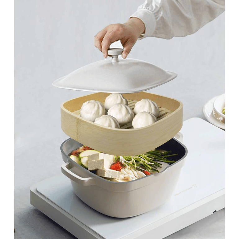 Endo Scube 24cm I.h. Stock Pot + Steamer - Induction Friendly - Metro Singapore Departmental Store - Celebrating 69 Years in SG