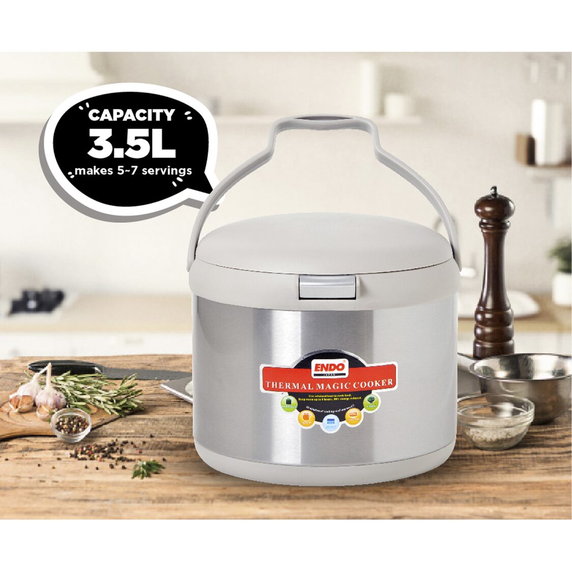Endo Thermal Magic Cooker 3.5L - Tall (E - TMC3.5 - T) - Metro Singapore Departmental Store - Celebrating 69 Years in SG