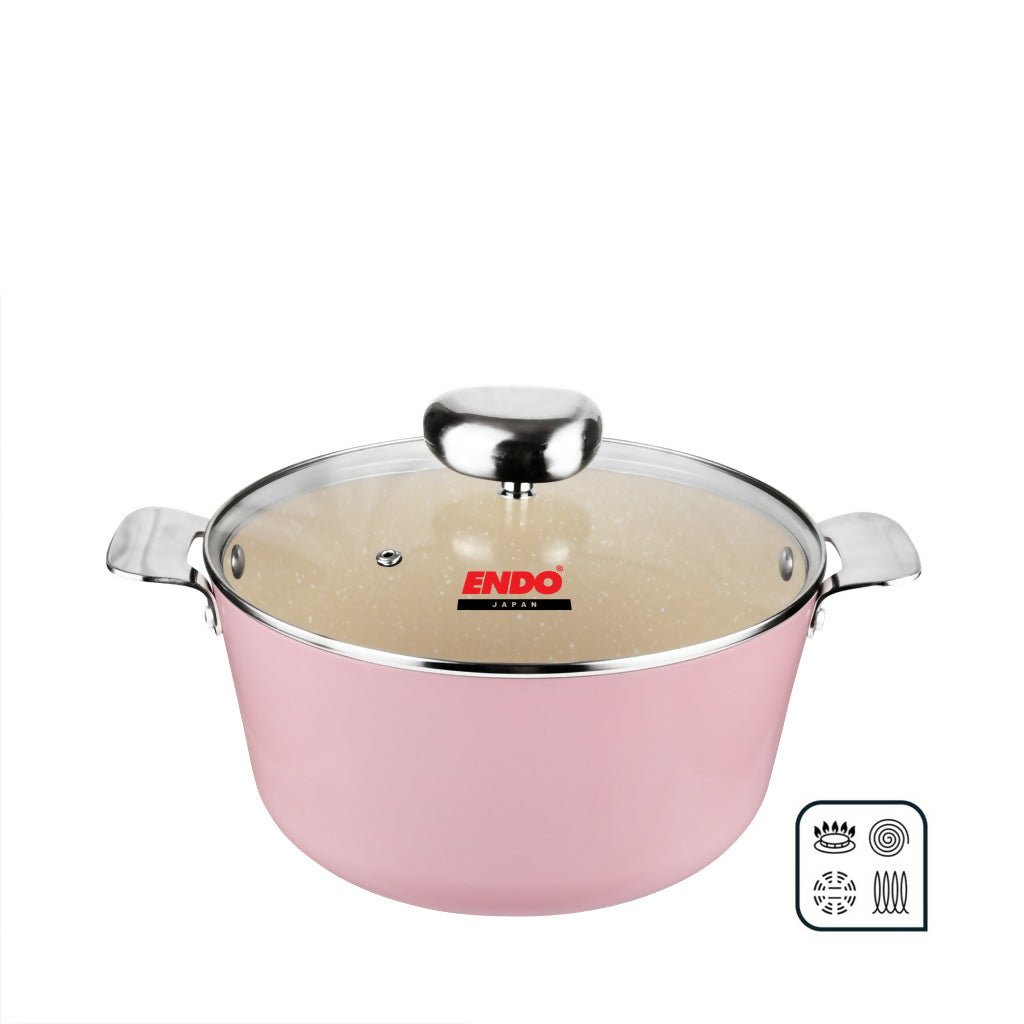 Endo Wagashi 24cm I.H. Stock Pot - Pink (E - WGS - 24SO - PINK) - Metro Singapore Departmental Store - Celebrating 69 Years in SG