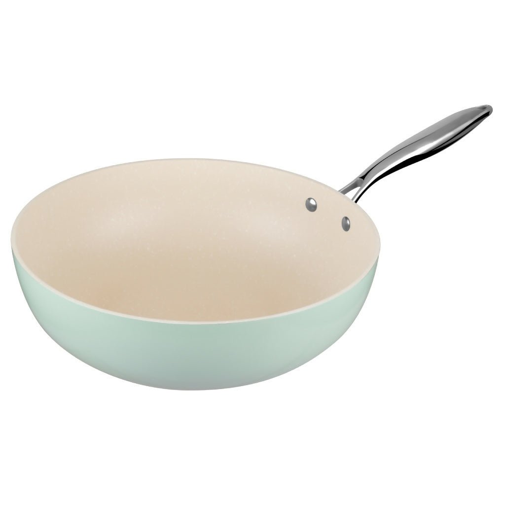 Endo Wagashi 32cm I.H. Skillet Wok - Green (E - WGS - 32SW - GREEN) - Metro Singapore Departmental Store - Celebrating 69 Years in SG