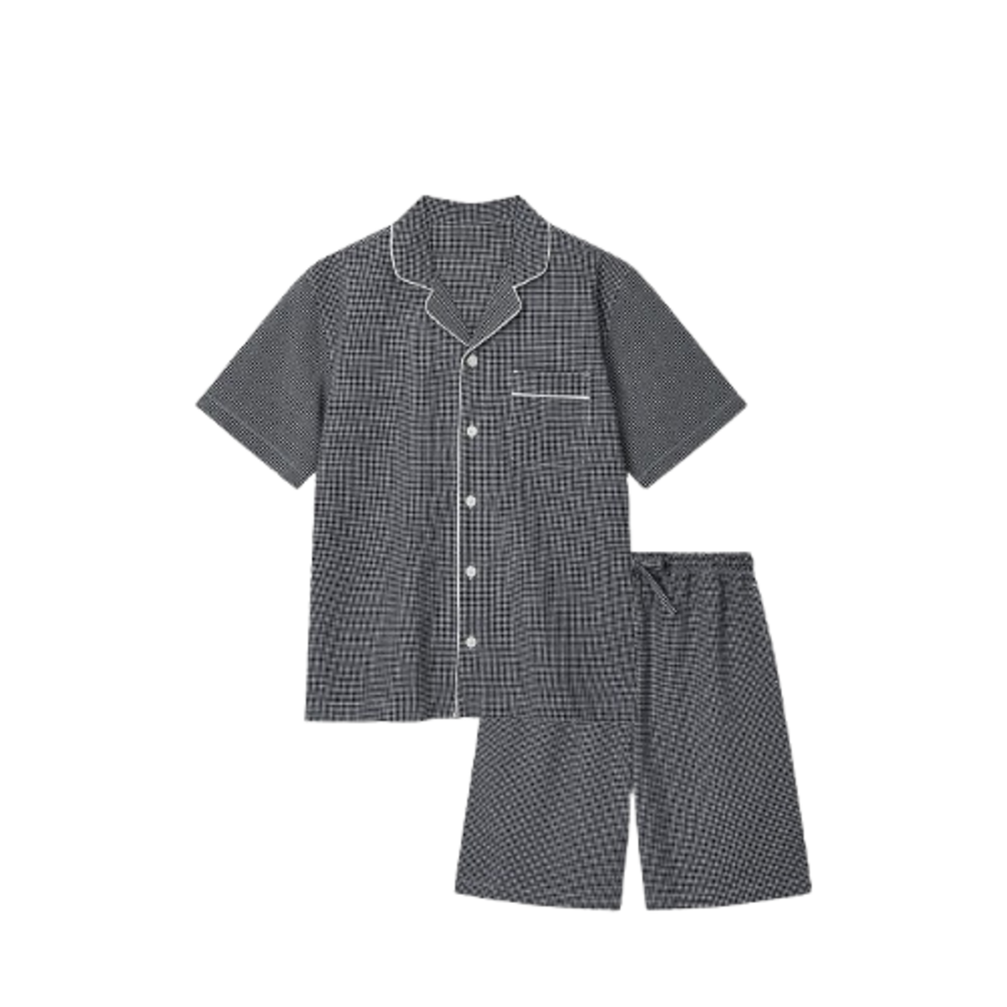 Jaju Men Cotton Check Pajama Set Zet Black