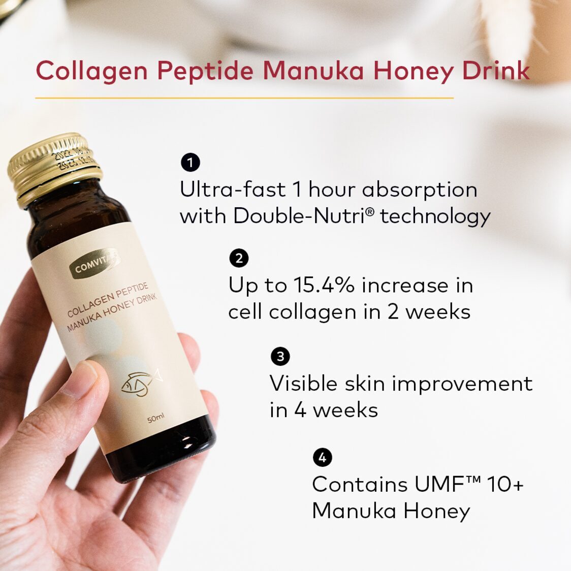 Comvita Peptide Manuka Honey Drink, 8 bottles