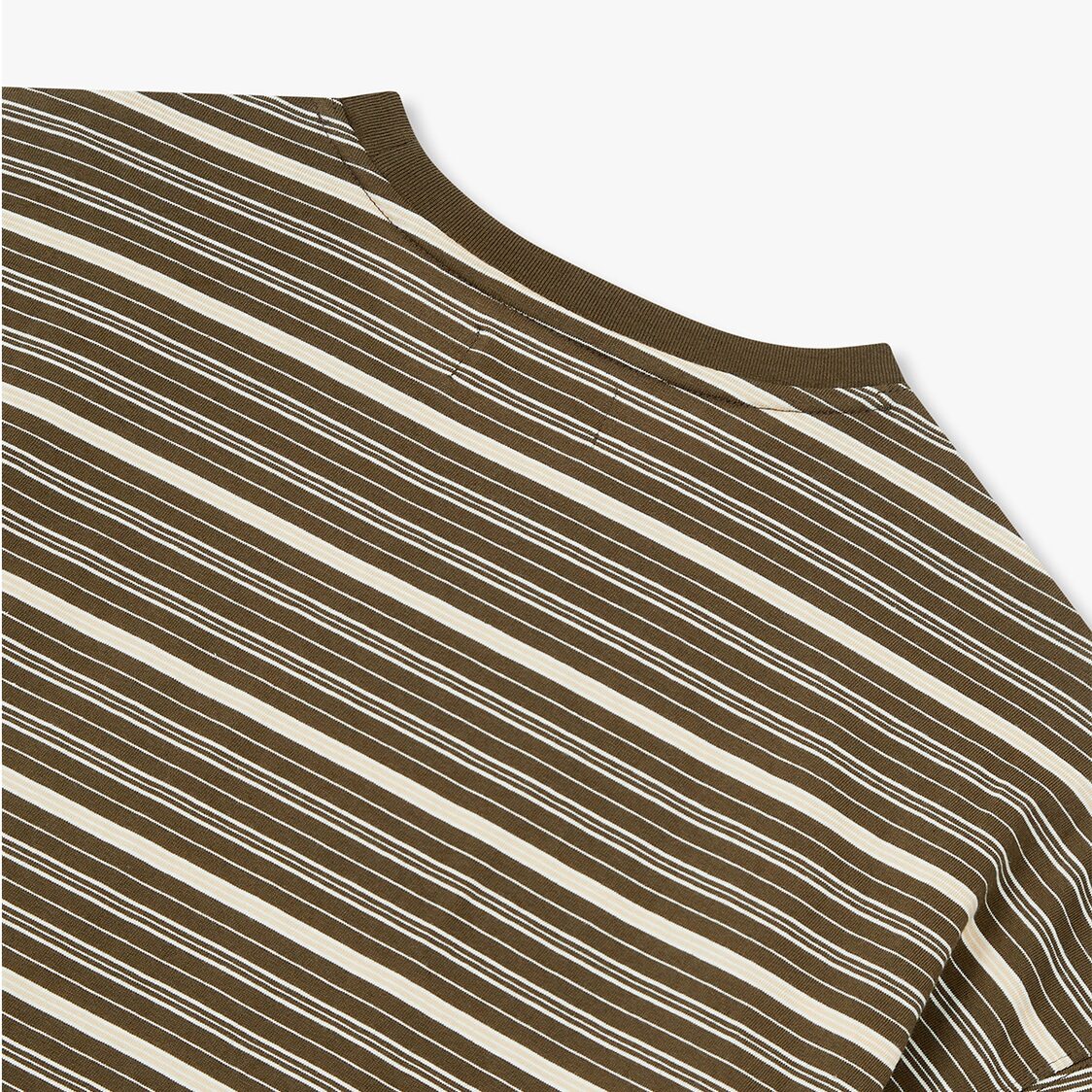 Studio Tomboy Striped Pocket Short Sleeve T-Shirt Khaki