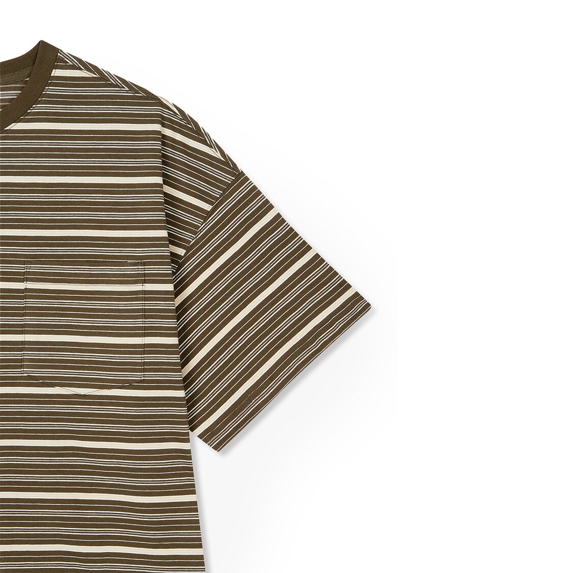 Studio Tomboy Striped Pocket Short Sleeve T-Shirt Khaki