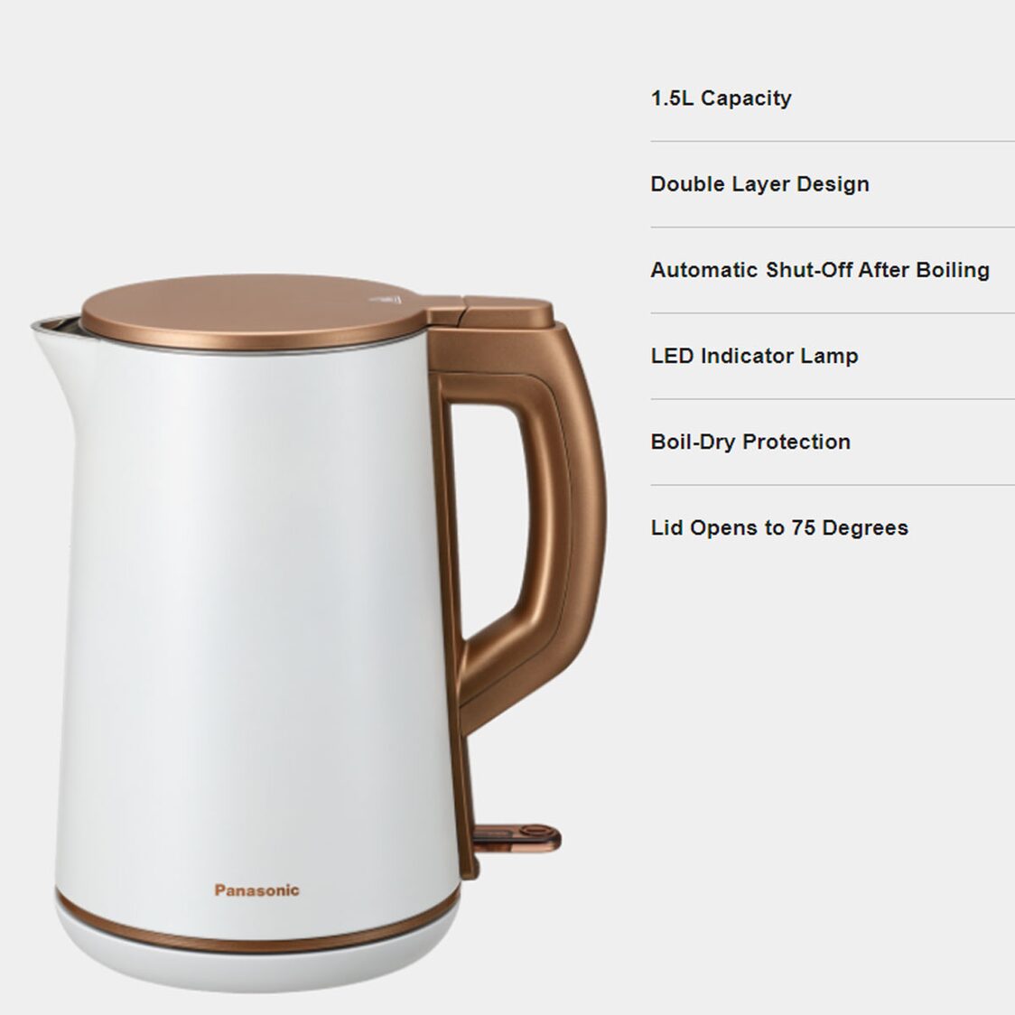 PANASONIC 1.5L Double Wall Electric Kettle (NC-KD300WSH)