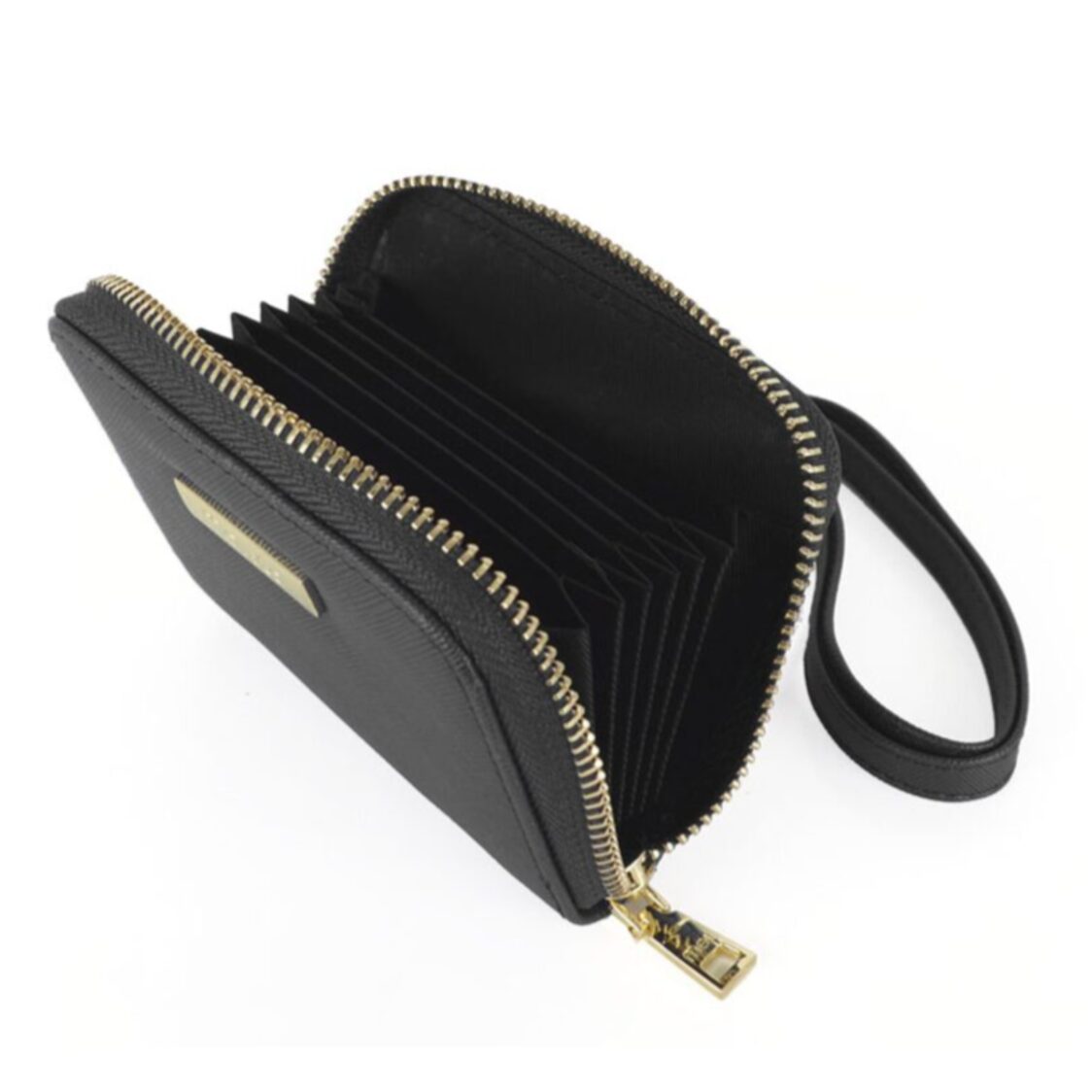 Mel&Co Saffiano Leatherette Zip-Around Card Holder With Lanyard