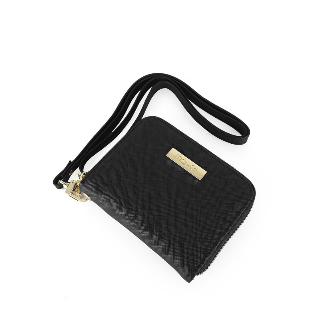 Mel&Co Saffiano Leatherette Zip-Around Card Holder With Lanyard