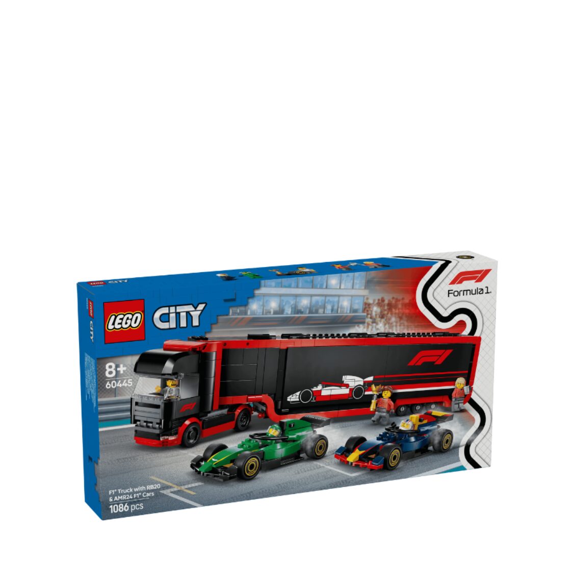 Lego F1® Truck with RB20 & AMR24 F1® Cars 60445