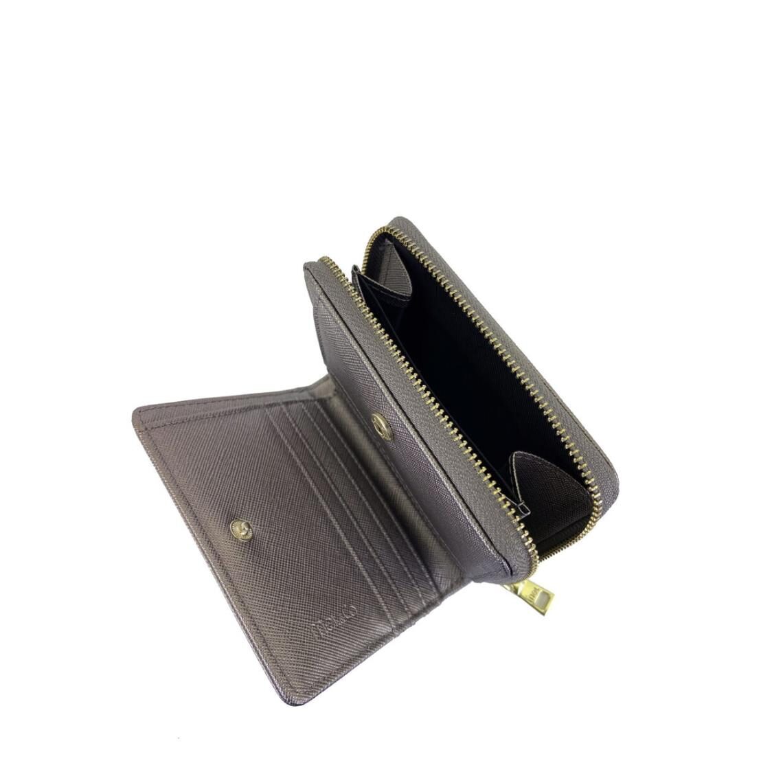 Mel&Co Saffiano Leatherette Bifold Zip Coin Card Wallet