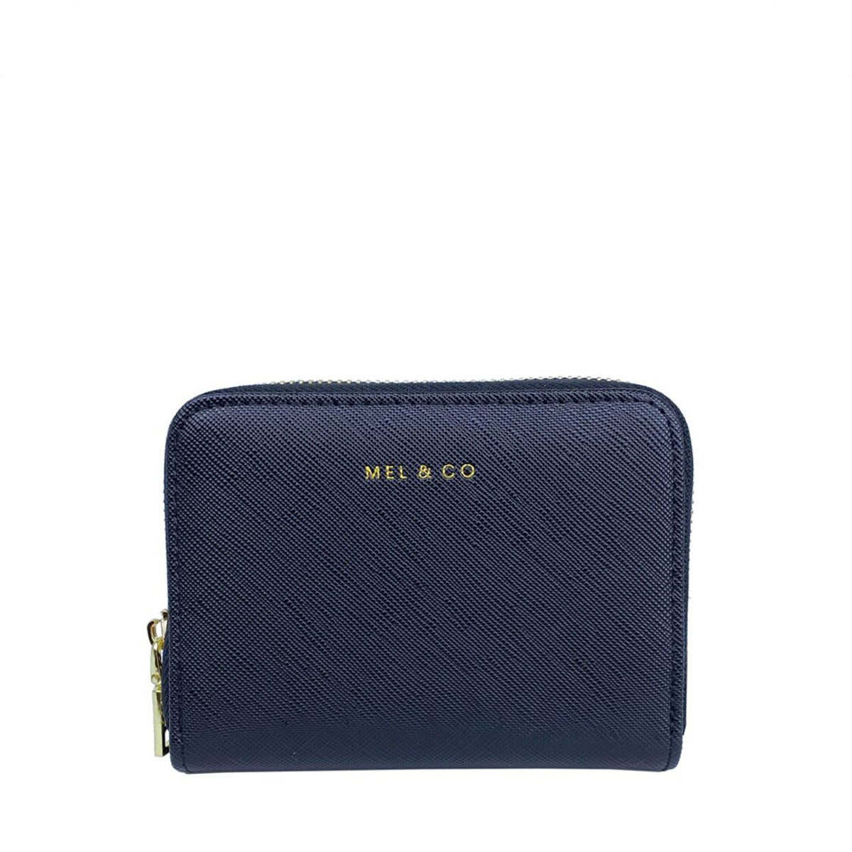 Mel&Co Saffiano-Effect Zip-Around Card Holder