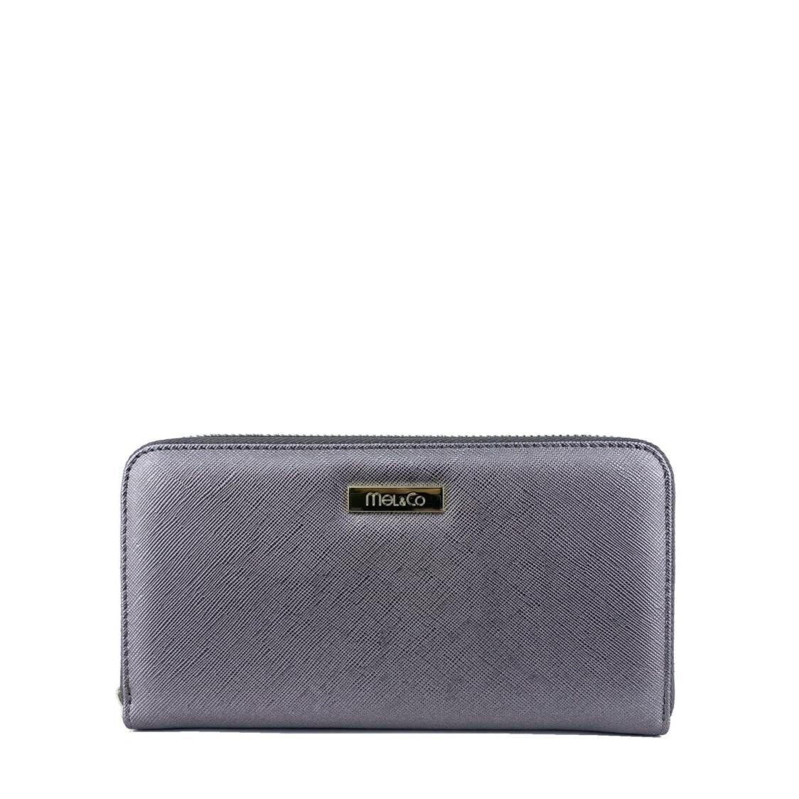 Mel&Co Saffiano Leatherette Zip-Around Long Wallet