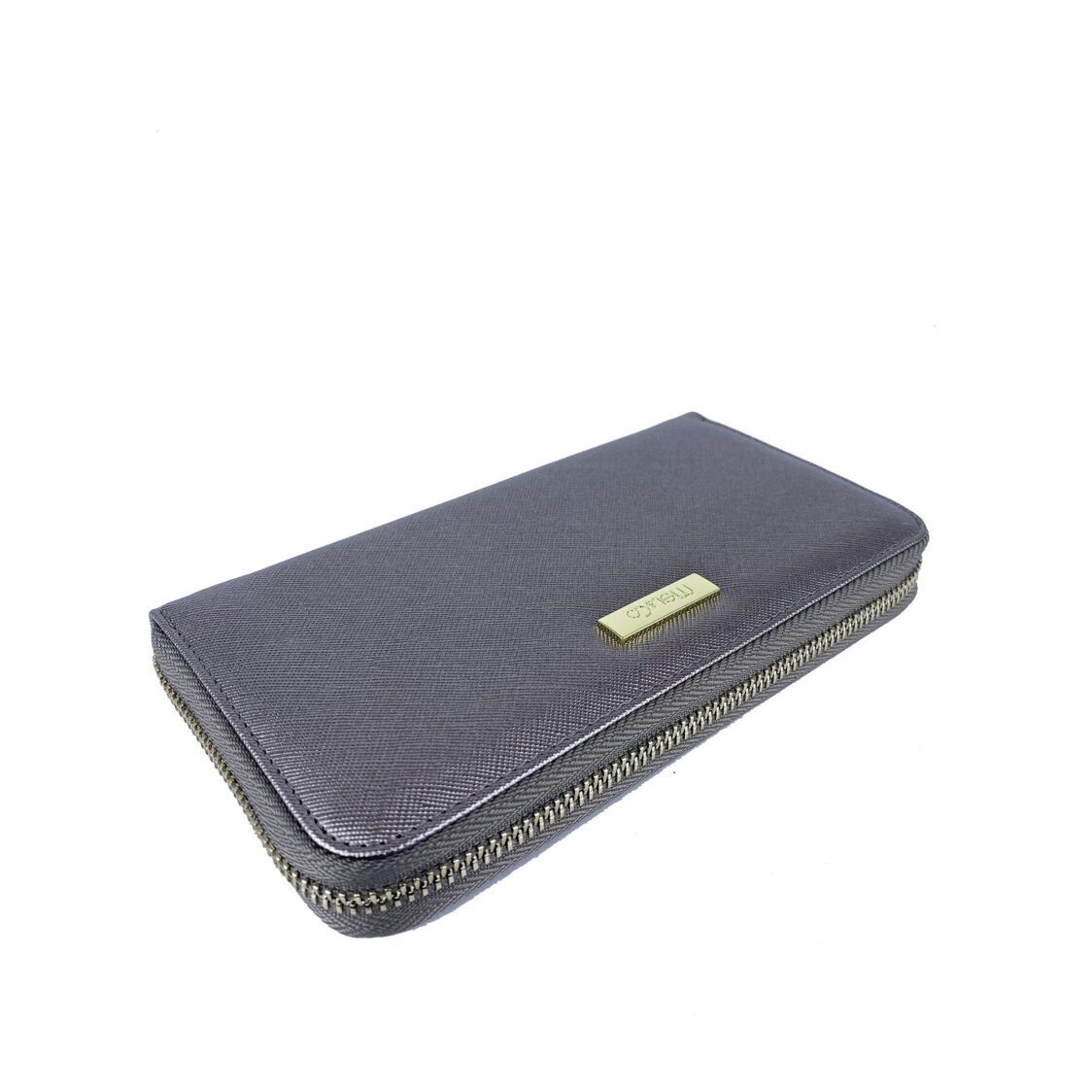Mel&Co Saffiano Leatherette Zip-Around Long Wallet