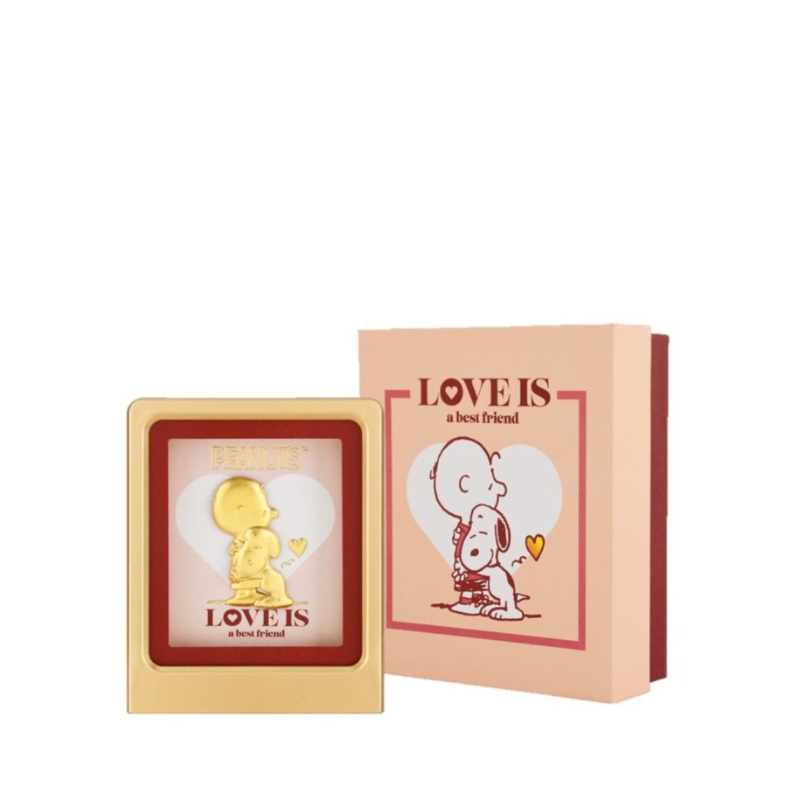 The Singapore Mint Peanuts Snoopy Love Is A Best Friend 24K Gold Foil in Frame