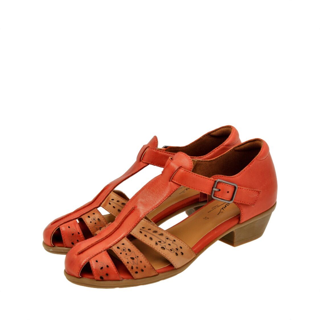 Barani 19606 Chestnut Leather Heeled Sandals (Short)