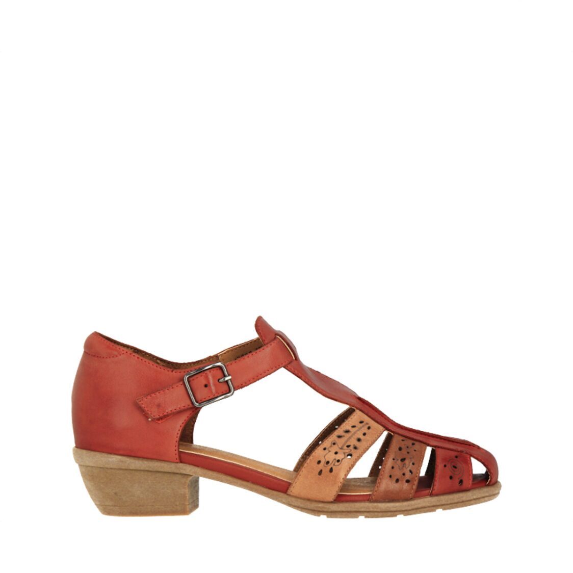Barani 19606 Chestnut Leather Heeled Sandals (Short)