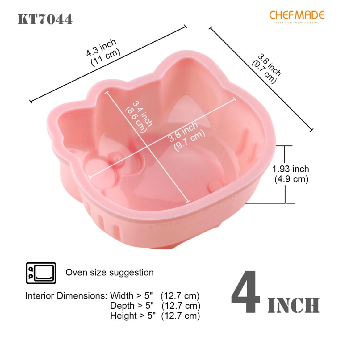 Chefmade Silicone Cake Mould 4 Inch Pink Hello Kitty (1898cm-KT7044)