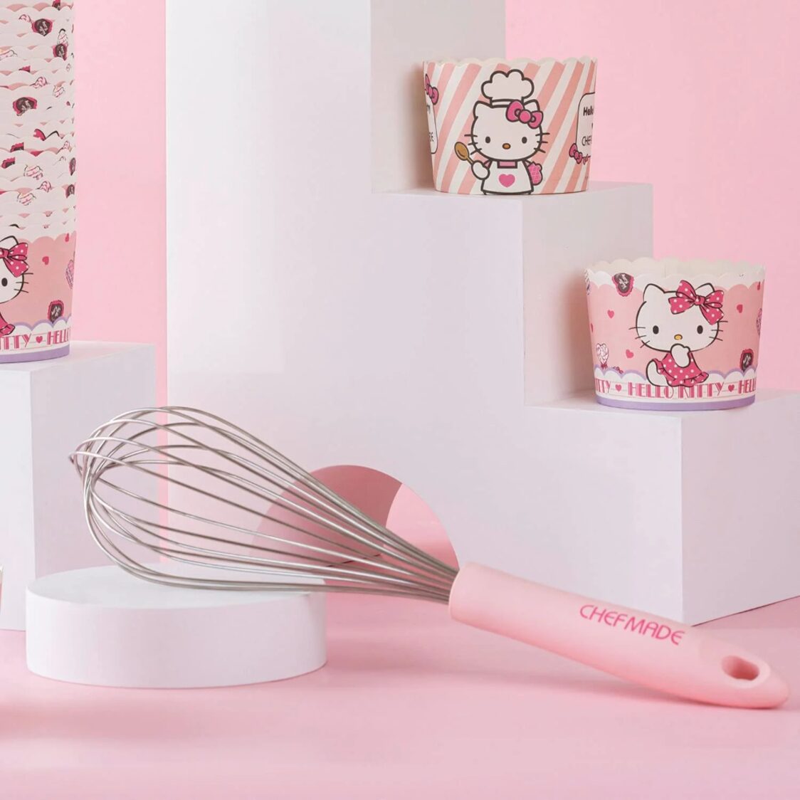 Chefmade Stainless Steel Whisk With Silicone Handle L29.5cm Pink Hello Kitty (1898cm-KT7007)