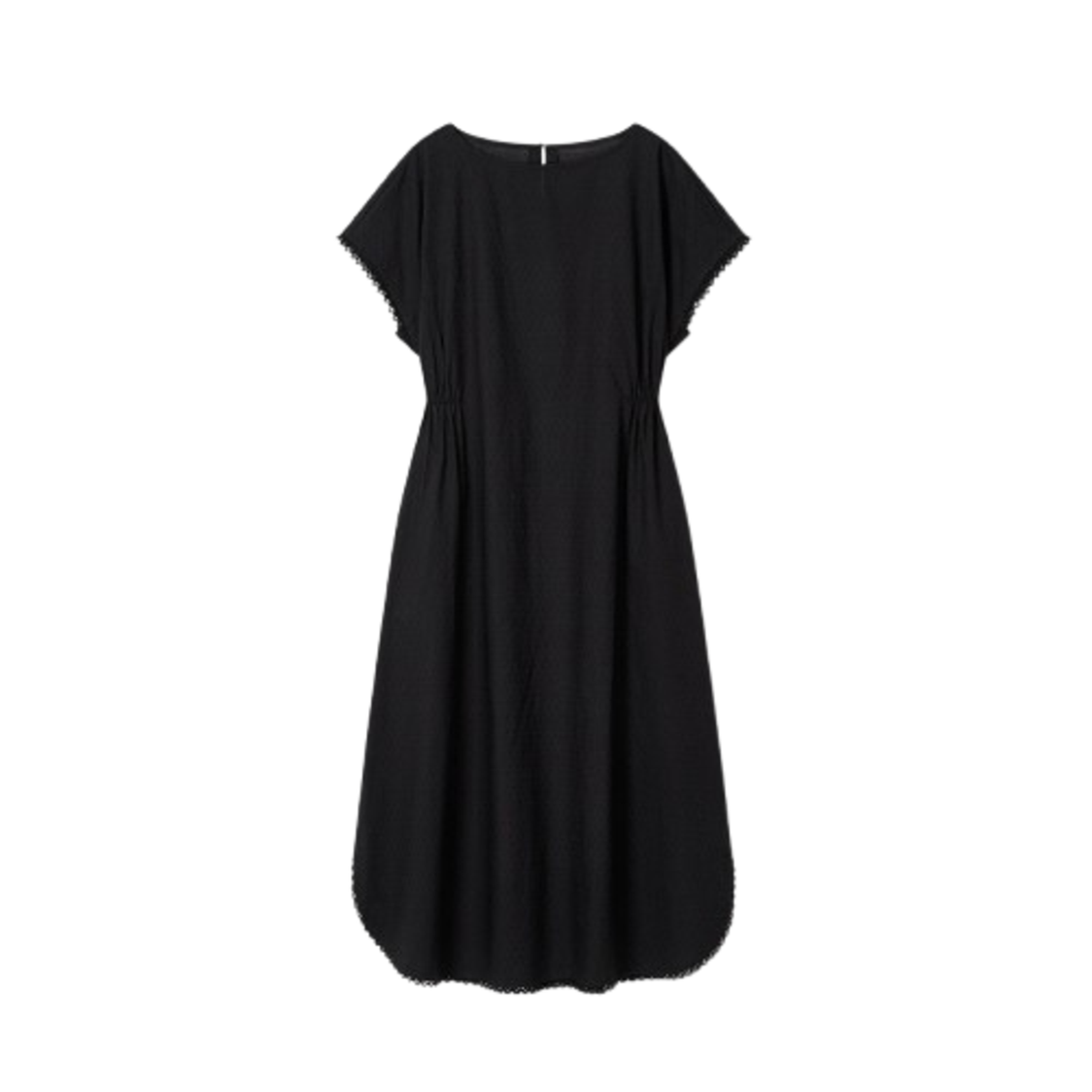 Jaju Women Eyelet Dobby Short Sleeve Pajama Dress Black