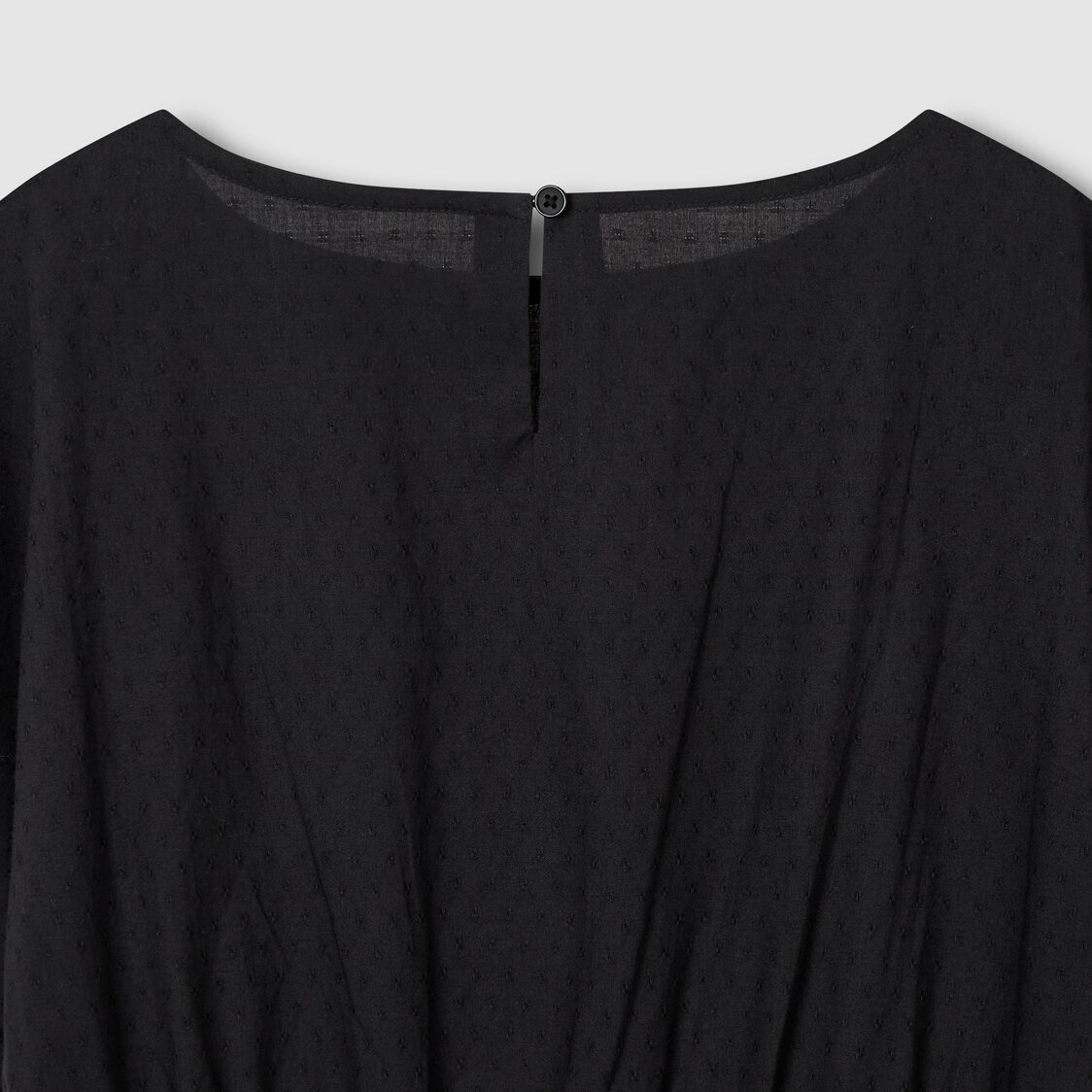 Jaju Women Eyelet Dobby Short Sleeve Pajama Dress Black